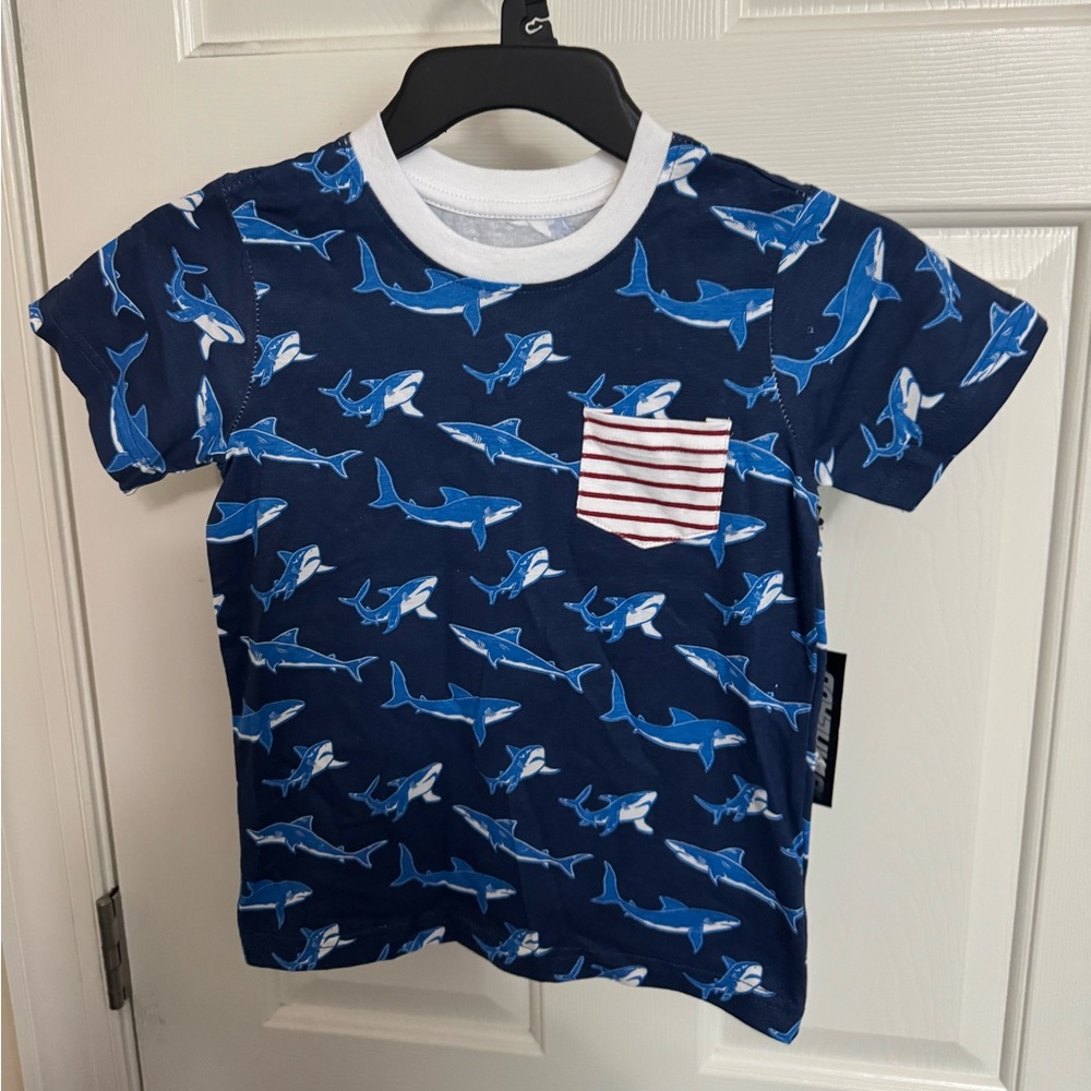 Kids Shark Print T-Shirt with Pocket Size 5